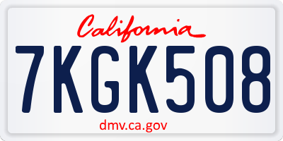 CA license plate 7KGK508