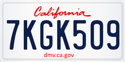 CA license plate 7KGK509