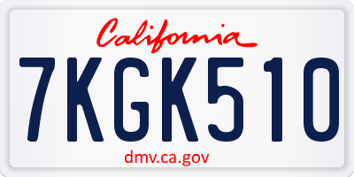 CA license plate 7KGK510