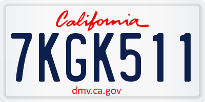 CA license plate 7KGK511