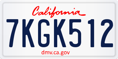 CA license plate 7KGK512