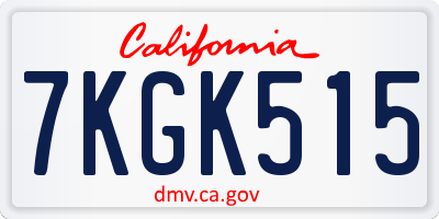 CA license plate 7KGK515