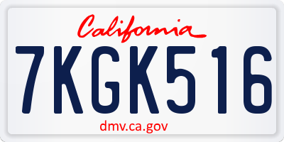 CA license plate 7KGK516