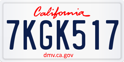 CA license plate 7KGK517