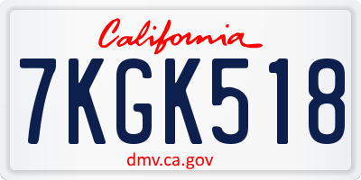 CA license plate 7KGK518