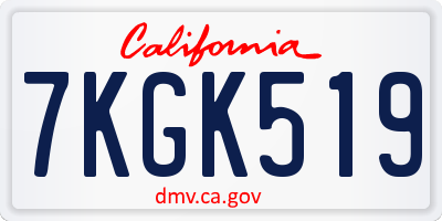 CA license plate 7KGK519