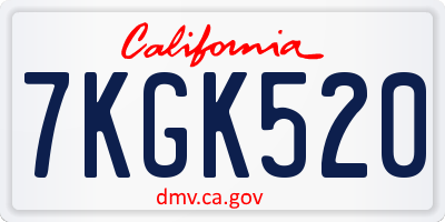 CA license plate 7KGK520