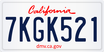 CA license plate 7KGK521