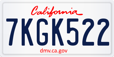 CA license plate 7KGK522