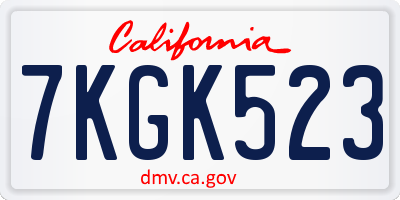 CA license plate 7KGK523