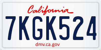 CA license plate 7KGK524