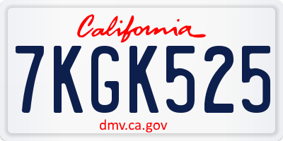 CA license plate 7KGK525
