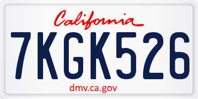 CA license plate 7KGK526