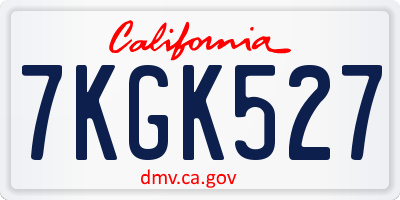CA license plate 7KGK527