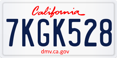 CA license plate 7KGK528