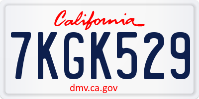 CA license plate 7KGK529