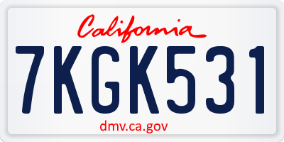 CA license plate 7KGK531