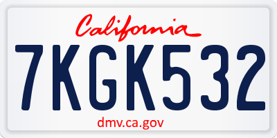 CA license plate 7KGK532