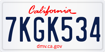CA license plate 7KGK534
