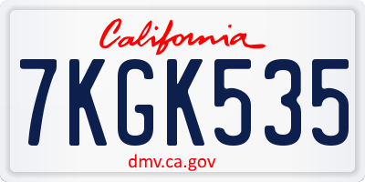CA license plate 7KGK535