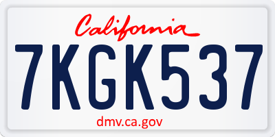 CA license plate 7KGK537