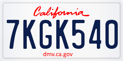 CA license plate 7KGK540