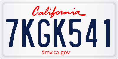 CA license plate 7KGK541