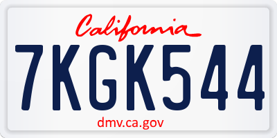 CA license plate 7KGK544