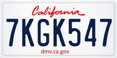 CA license plate 7KGK547