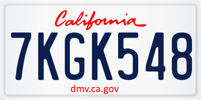 CA license plate 7KGK548