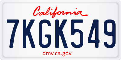 CA license plate 7KGK549