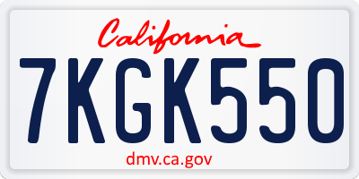 CA license plate 7KGK550