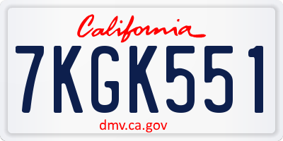 CA license plate 7KGK551