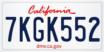 CA license plate 7KGK552