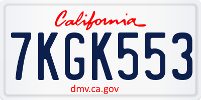 CA license plate 7KGK553