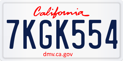 CA license plate 7KGK554