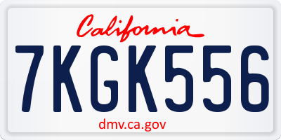 CA license plate 7KGK556