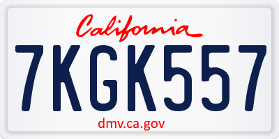 CA license plate 7KGK557