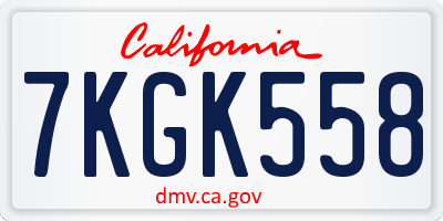 CA license plate 7KGK558