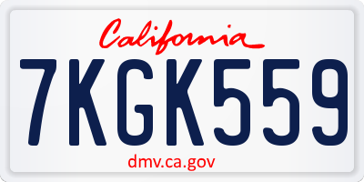 CA license plate 7KGK559