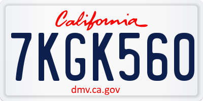 CA license plate 7KGK560