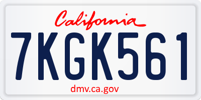 CA license plate 7KGK561