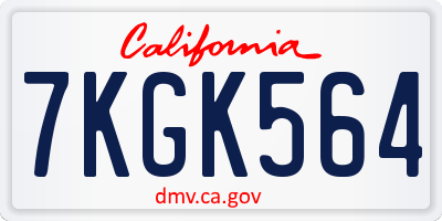 CA license plate 7KGK564