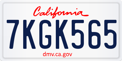 CA license plate 7KGK565