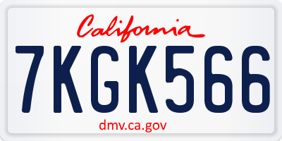CA license plate 7KGK566