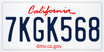 CA license plate 7KGK568