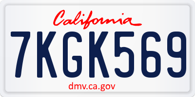 CA license plate 7KGK569