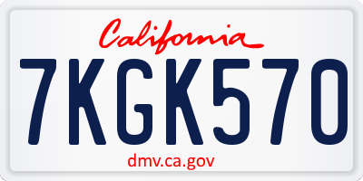 CA license plate 7KGK570
