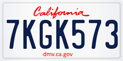 CA license plate 7KGK573
