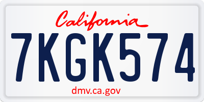 CA license plate 7KGK574